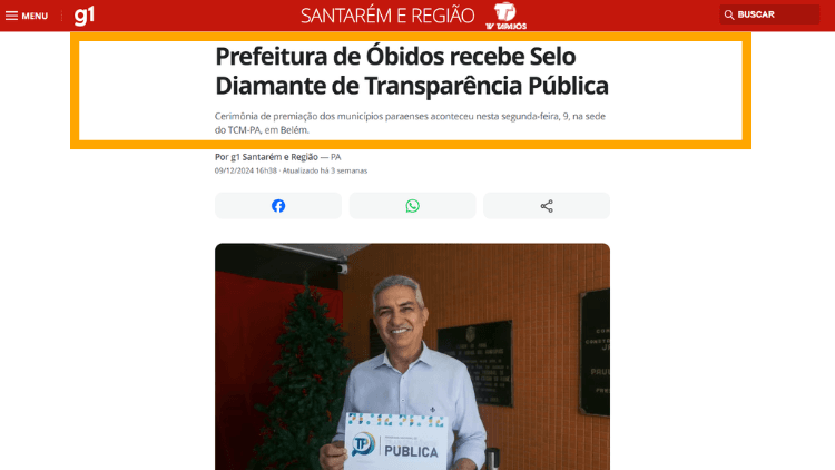 Notícia Selo Diamante Óbidos G1